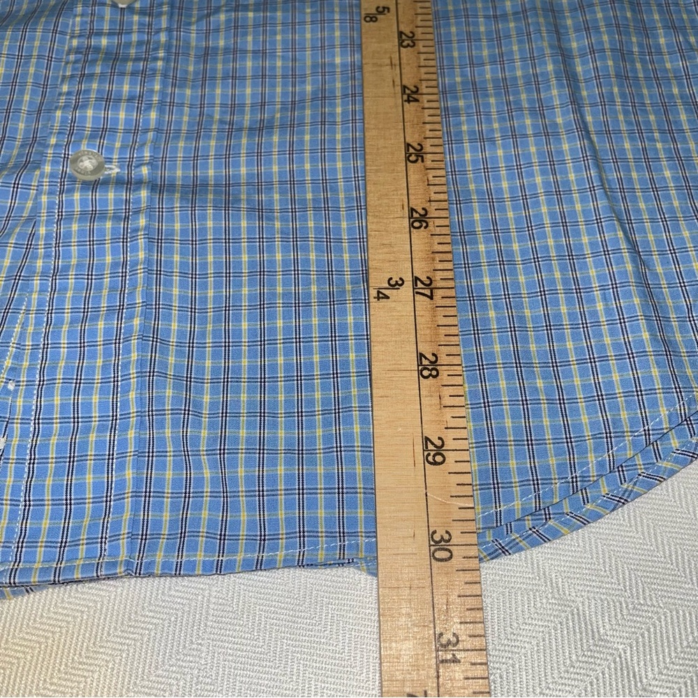 Vineyard Vines Cotton Whale Long Sleeve Button Down Blue Yellow Plaid Shirt Med - Picture 7 of 11